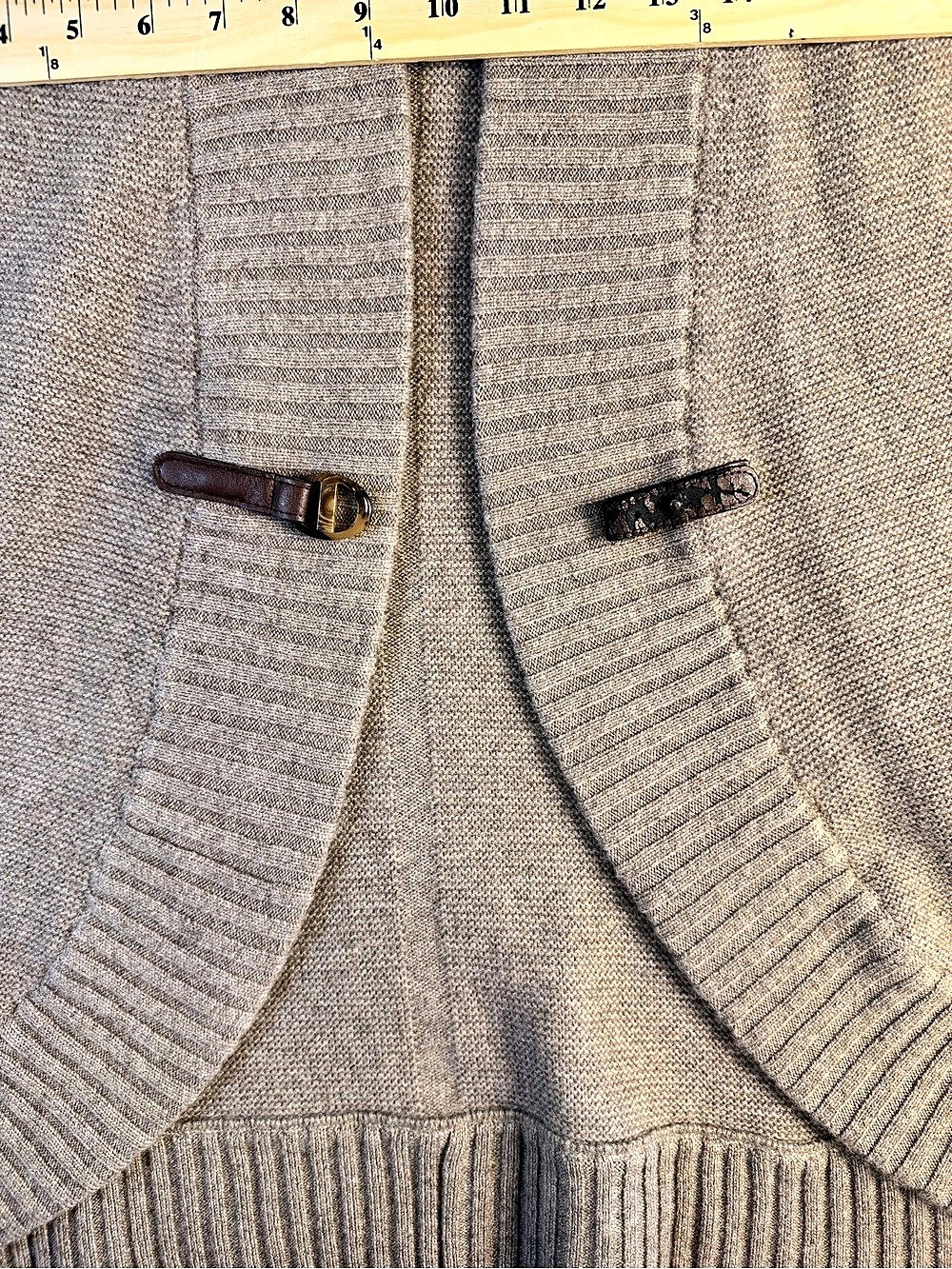 Rani Arabella Cashmere Cardigan in Brown Size Large With Leather Bit Closure - Picture 7 of 11